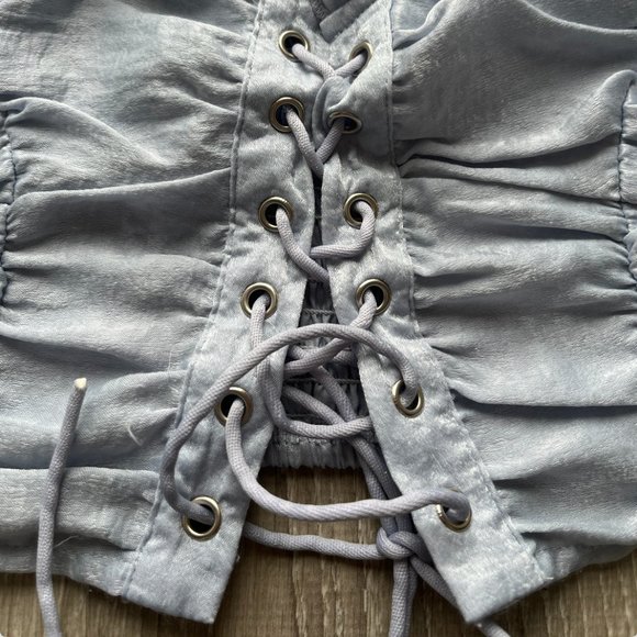 Frill Trim Lace Up Front Cami Top - Picture 4 of 6